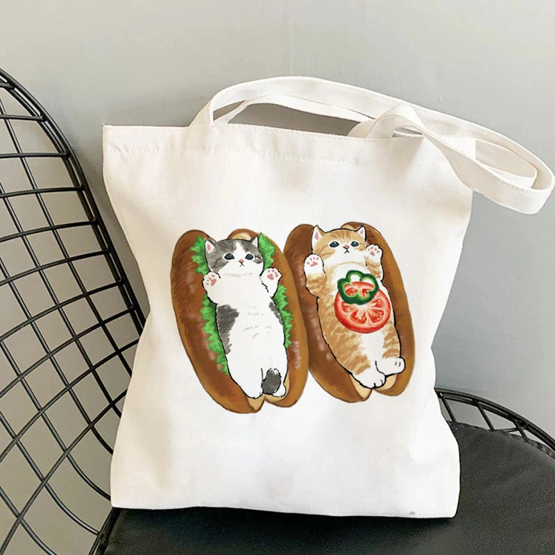 β¨ Cute Cat Manga Tote Bag πΎ Fun Canvas Shopper for All Your Adventures! π - Pixie Quill