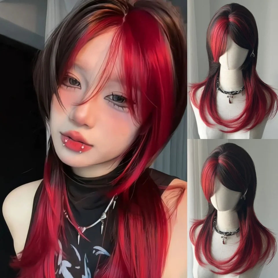 Enchanting Ombre Kawaii Wig πβ¨ - Long Straight Lolita Style with Bangs in Glacier Blue & Blonde!