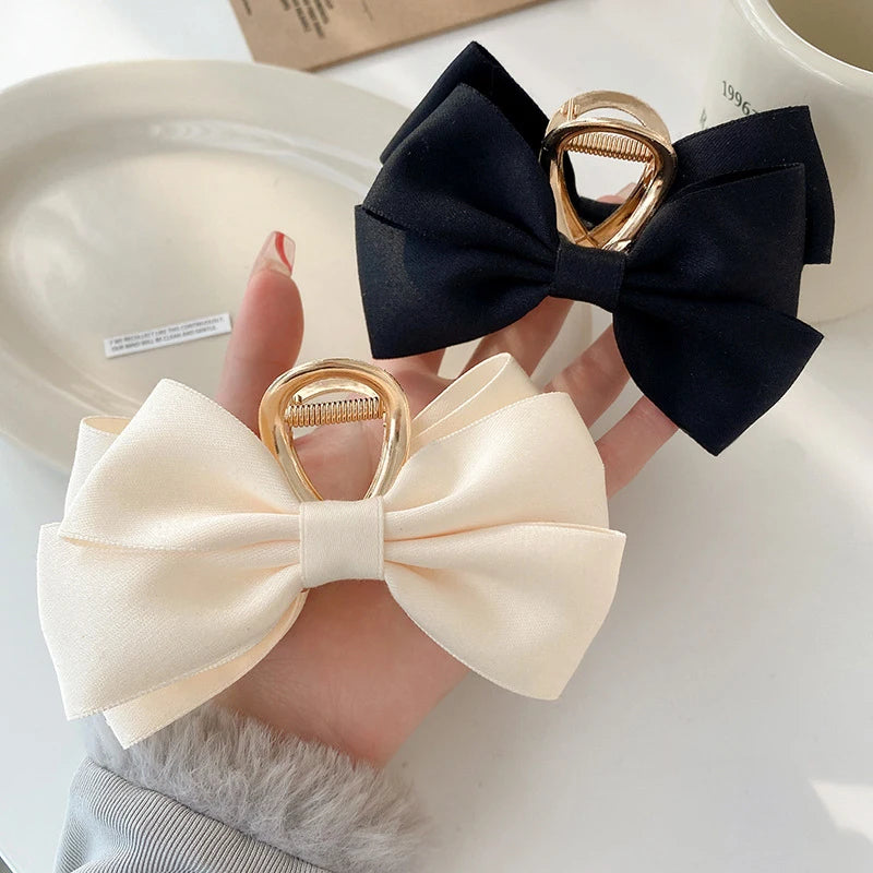 Kawaii Large Satin Bow Hair Claw πβ¨ Adorable Hair Accessory for Trendy Girls - 12CM Fashion Statement!