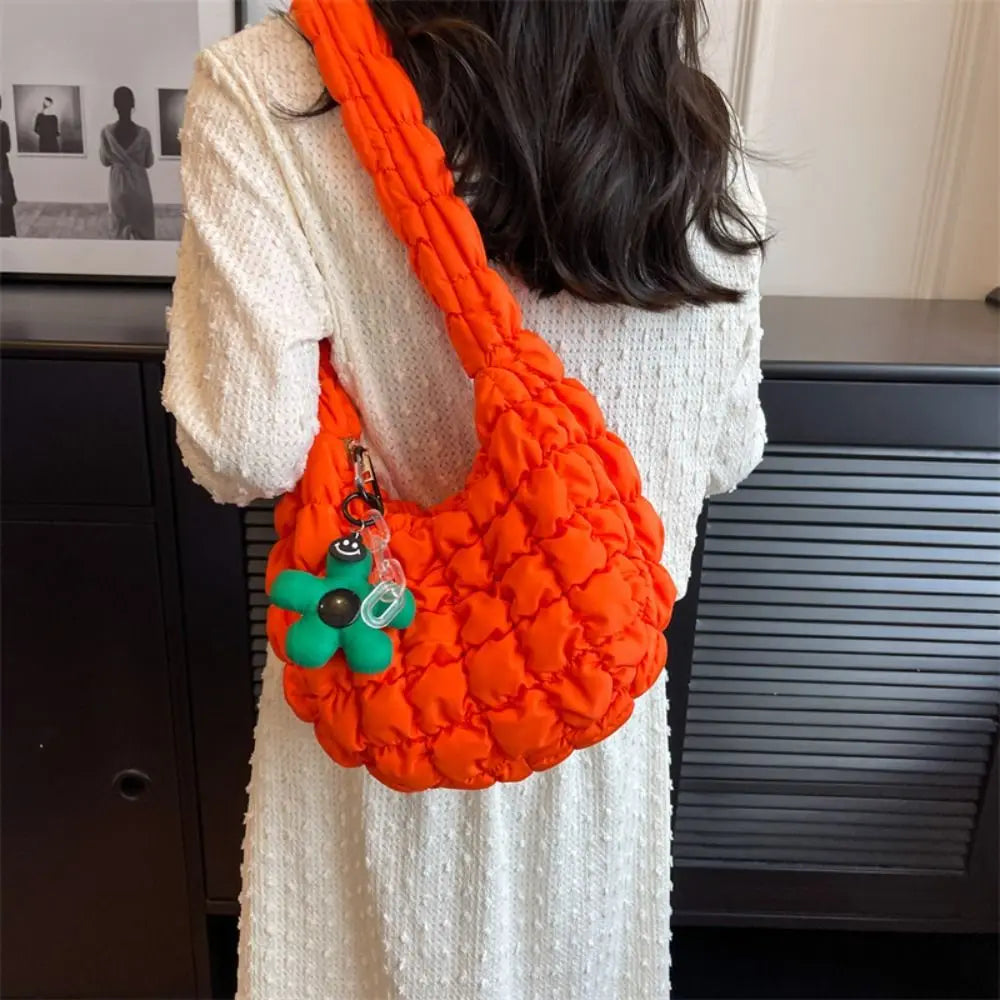 Kawaii Cloud Padded Crossbody Bag πβ¨ - Cute Ruched Tote for Trendy Women! πΈπ
