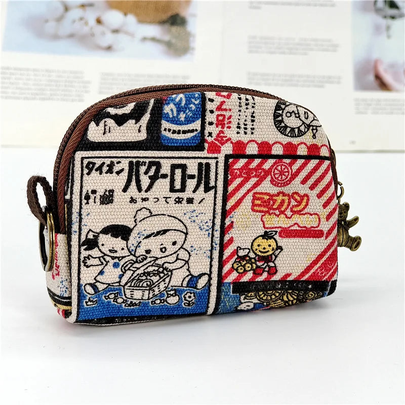 Kawaii Canvas Cartoon Keychain Wallet πβ¨ | Adorable Mini Card & Coin Purse for Kids & Ladies ππ