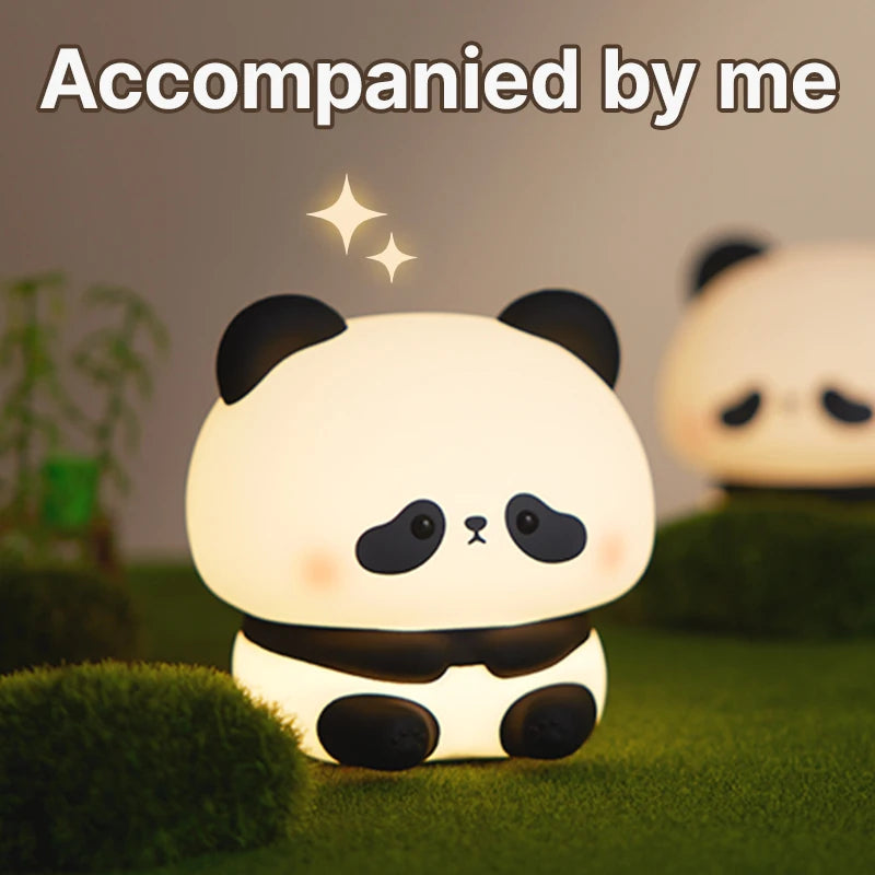 Adorable Panda Silicone LED Night Light - USB Rechargeable Touch Lamp for Cozy Bedtime Bliss πΌπ‘β¨