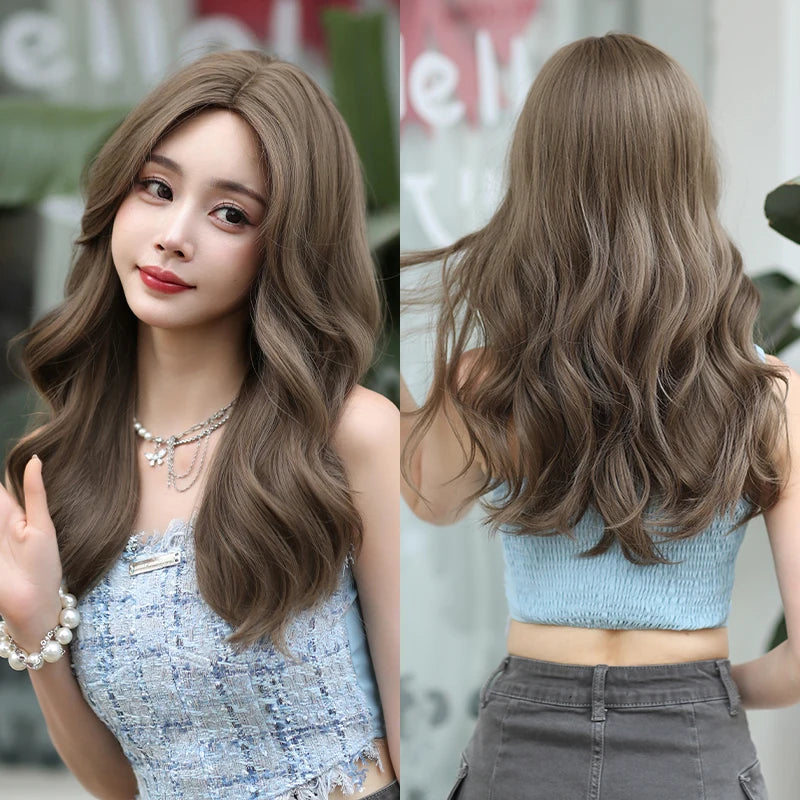 Kawaii Dreamy Sakura Pink Wavy Wig πΈβ¨ | High-Density Curly Hair with Bangs for Sweet Girls ππ