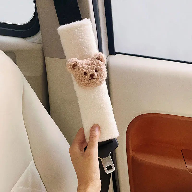 Kawaii Cartoon Bear Seat Belt Cover π»β¨ | Soft Plush Shoulder Pad Protector for Cute Car Styling ππ