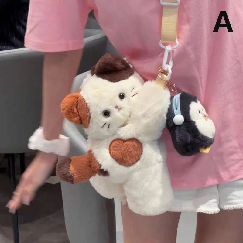 Kawaii Plush Cat Crossbody Bag πΎβ¨ - Adorable Dog Shoulder Bag with Cute Detachable Strap ππ for Women & Girls!