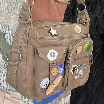 Kawaii Gothic Vegan Leather Crossbody Bag πβ¨ | Y2K Harajuku Punk One Shoulder Tote for Spicy Girls ππ