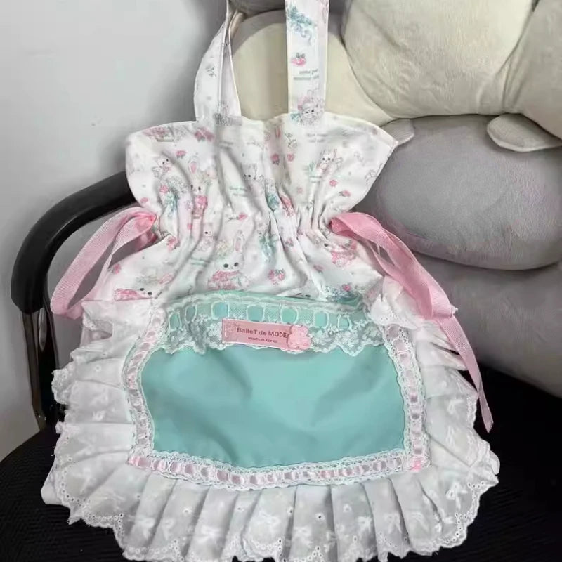 Kawaii Y2K Floral Bunny Bag πβ¨ Drawstring Pleated Chic Shoulder Tote for Women