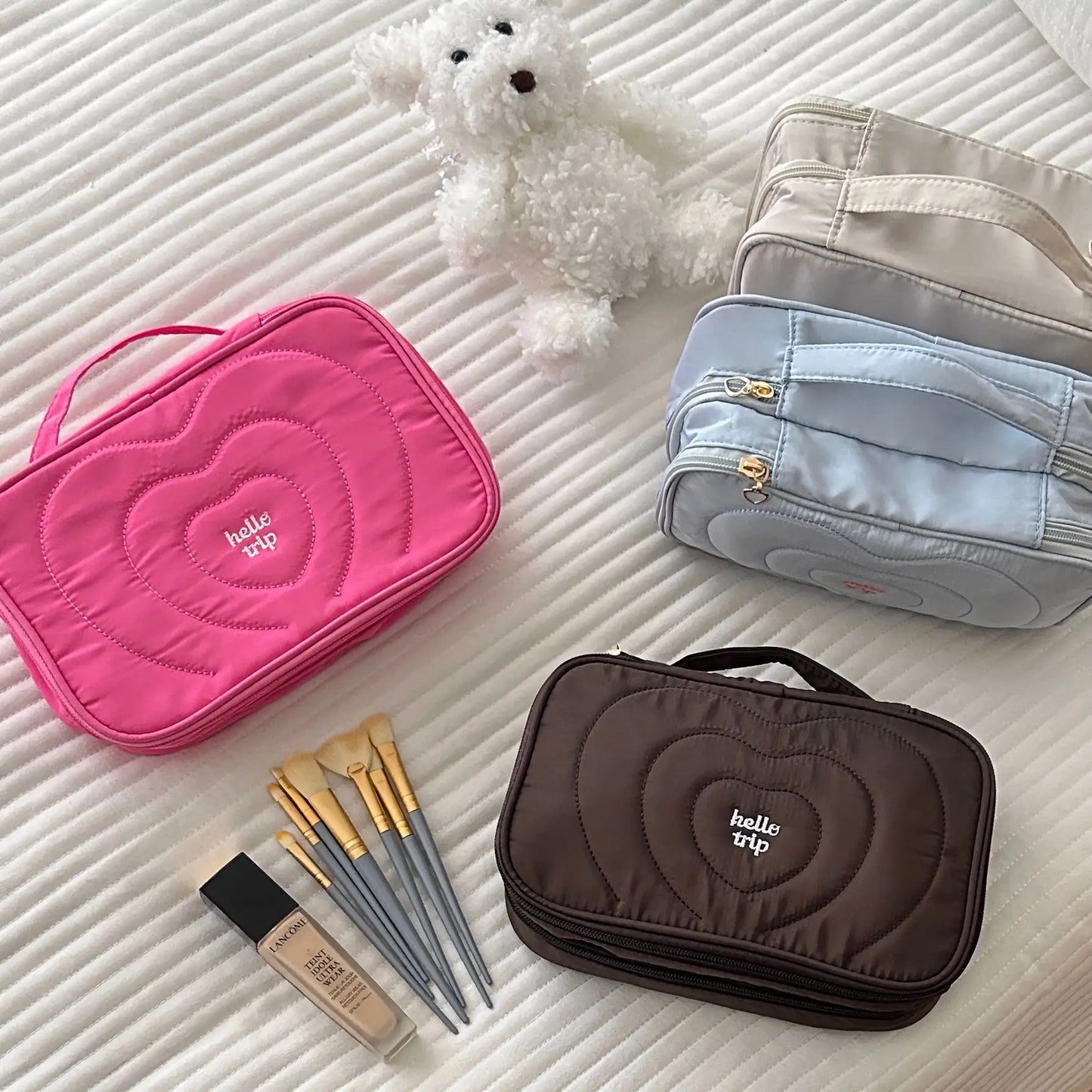 Kawaii Heart Tote Bag π | Spacious Makeup Organizer for Daily Essentials β¨ | Adorable Travel Toiletry Case πΈ