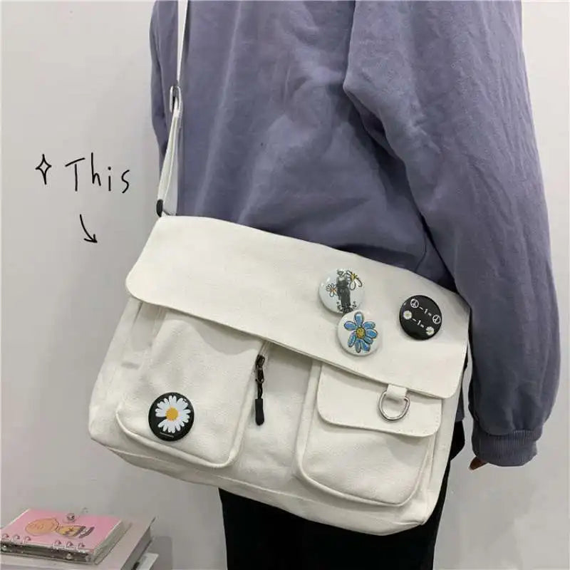 Kawaii Canvas Crossbody Bag 🌈✨ - Adorable Harajuku Style for Students & Girls! 👜💖