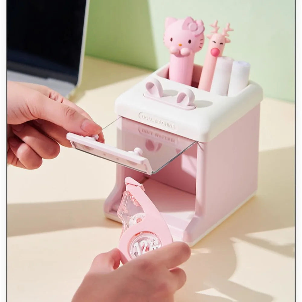 Kawaii Multi-Grid Penholder πΎβ¨ - Cute Cartoon Brush & Pencil Storage Rack for Desk Organization! ποΈπ