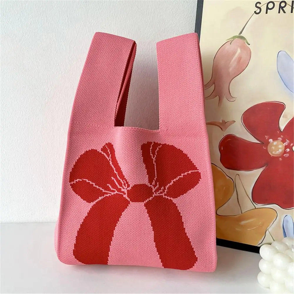 πΈ Adorable Bow-Tie Knit Tote π Handmade Wrist Bag for Trendy Girls π - Pixie Quill