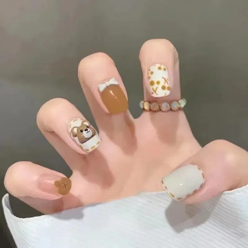 Cute Kawaii Bunny Press-On Nails 🐰✨ | 24 Pcs Full Coverage Acrylic Nail Art Set 🎨 | Reusable & Adorable Fake Nails with Tools! 💅🌸