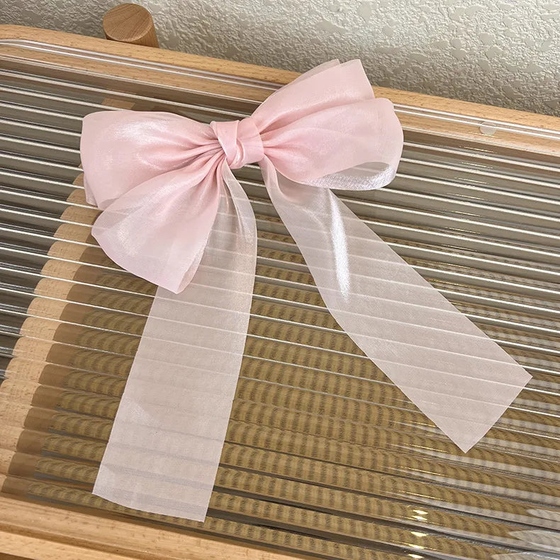 β¨Sweet Blue Satin Bowknot Hair Clip π Big Ribbon Barrette for Adorable Hairstyles π