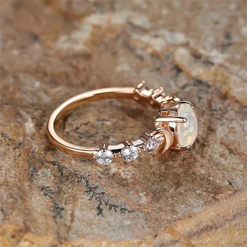 Kawaii Imitation Opal Moon Rings ππβ¨ - Dreamy Wedding & Anniversary Accessories for Her!