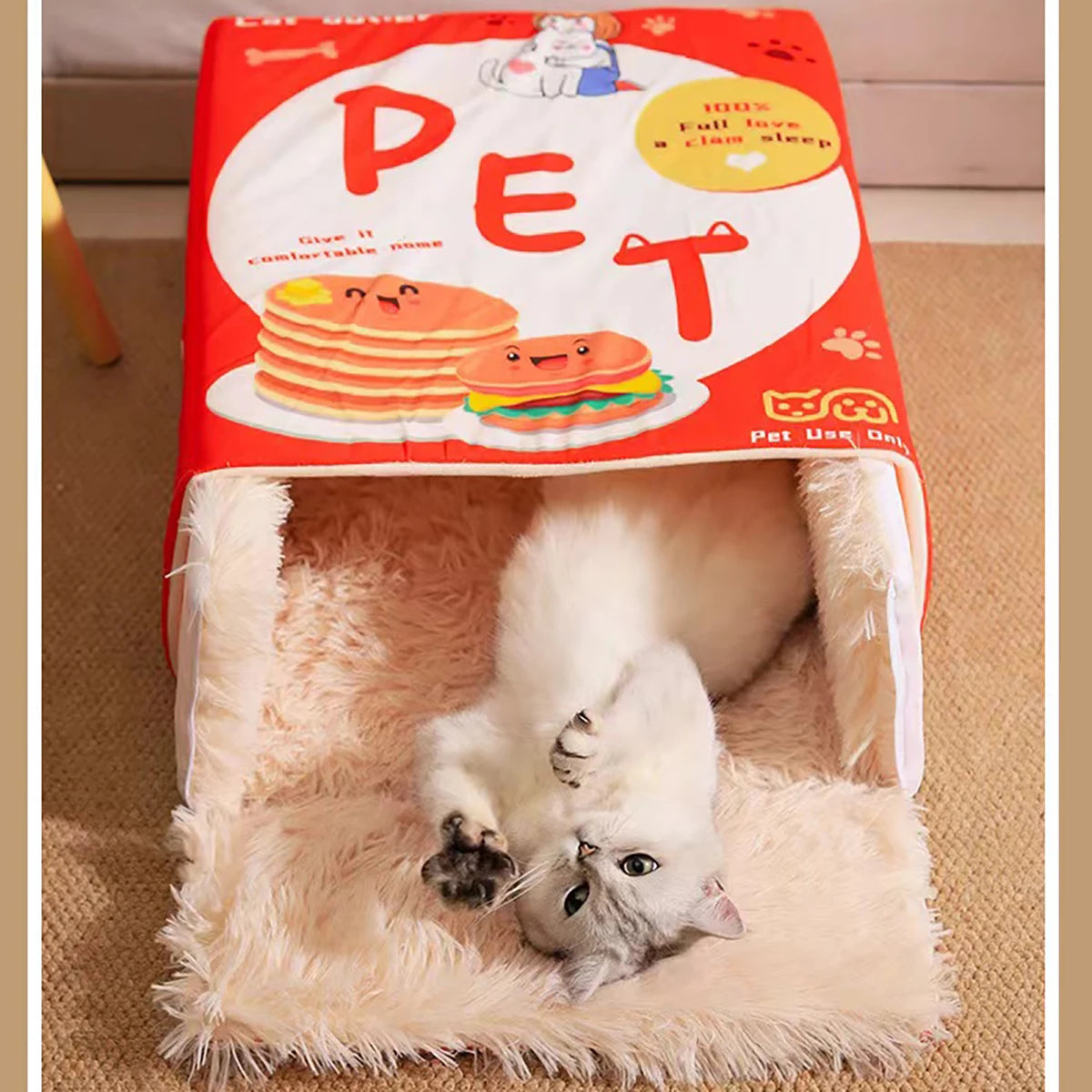 π Snuggle & Snack Cat Cave πΎ Cozy Zippered Biscuit Bed for Purrfect Playtime! πͺ