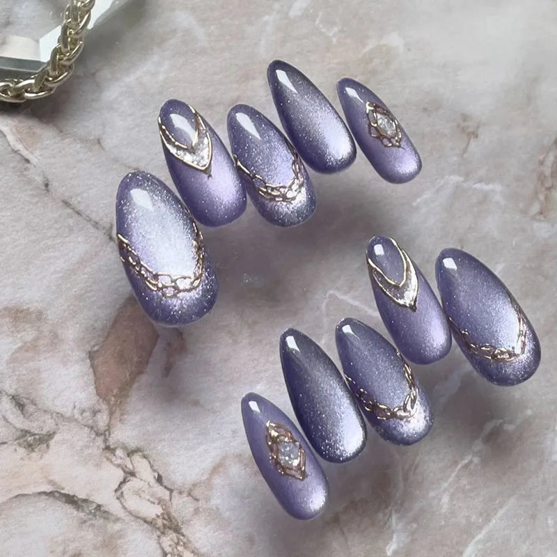 Kawaii Dreamy Starry Press-On Nails πβ¨ | 24pcs Gradient Blue French Tips with Gold Moon Designs ππ
for Sweet Almond Looks!