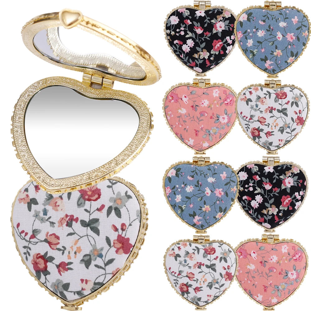 Kawaii Retro Fabric Pocket Mirror πΈβ¨ - Double-Sided Compact Makeup Mirror for Cute Touch-Ups! π