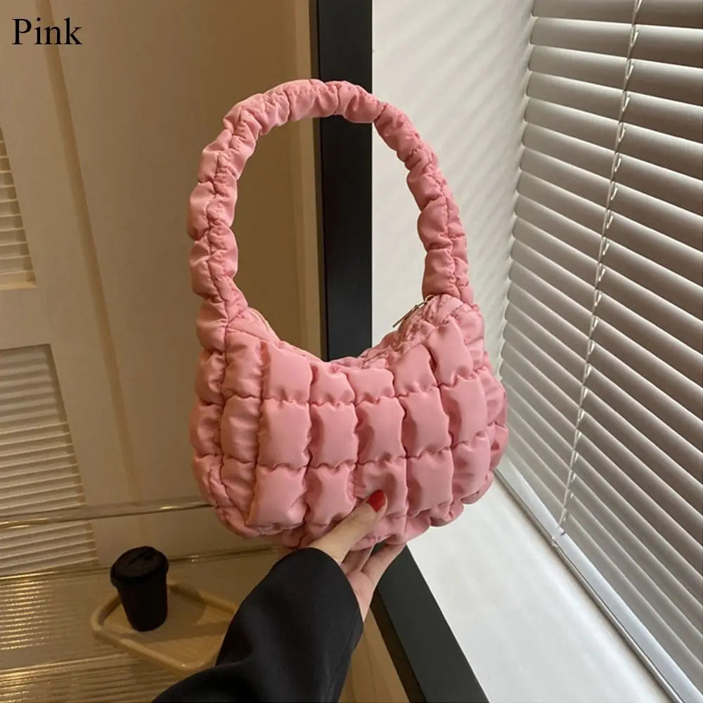 Kawaii Quilted Plaid Shoulder Bag πβ¨ | Lightweight & Cute Underarm Tote for Girls ππ
