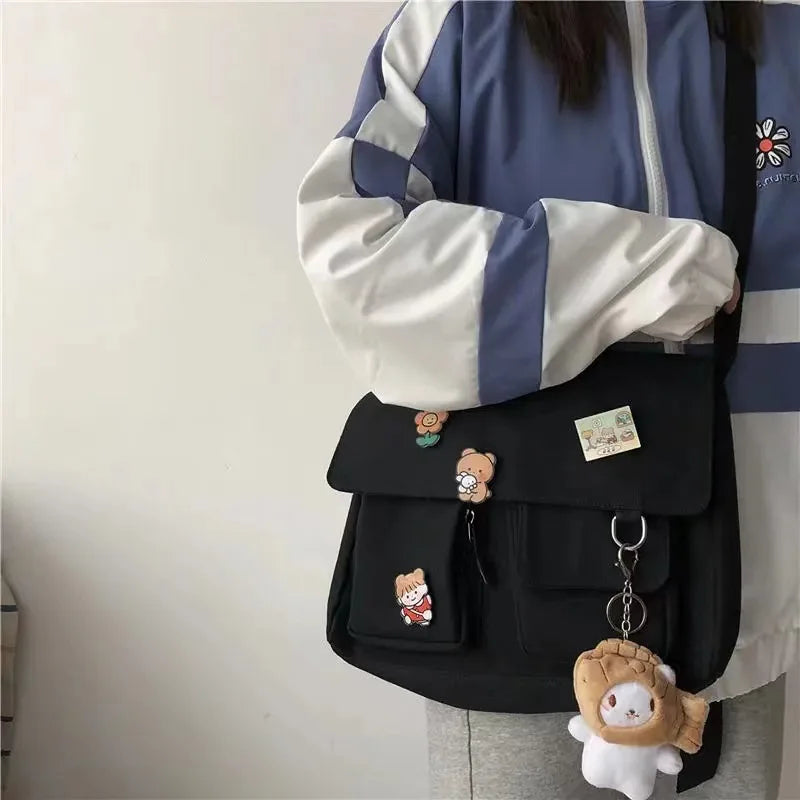 Kawaii Canvas Crossbody Bag 🌈✨ - Adorable Harajuku Style for Students & Girls! 👜💖