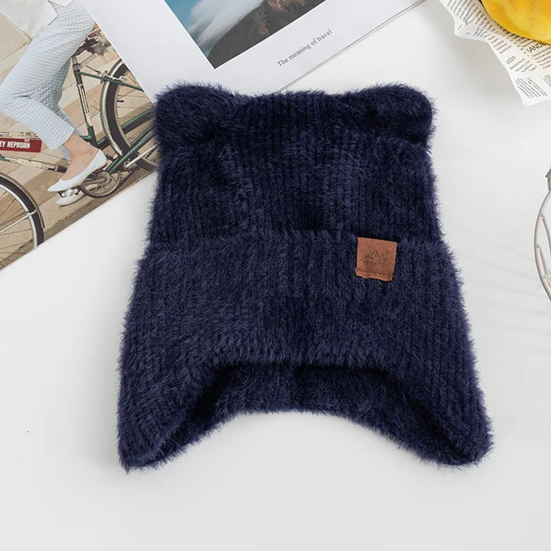 Kawaii Cat Ear Beanie πΎβ¨ | Soft Candy Color Knitted Hat for Women - Cozy Faux Fur Winter Fashion π