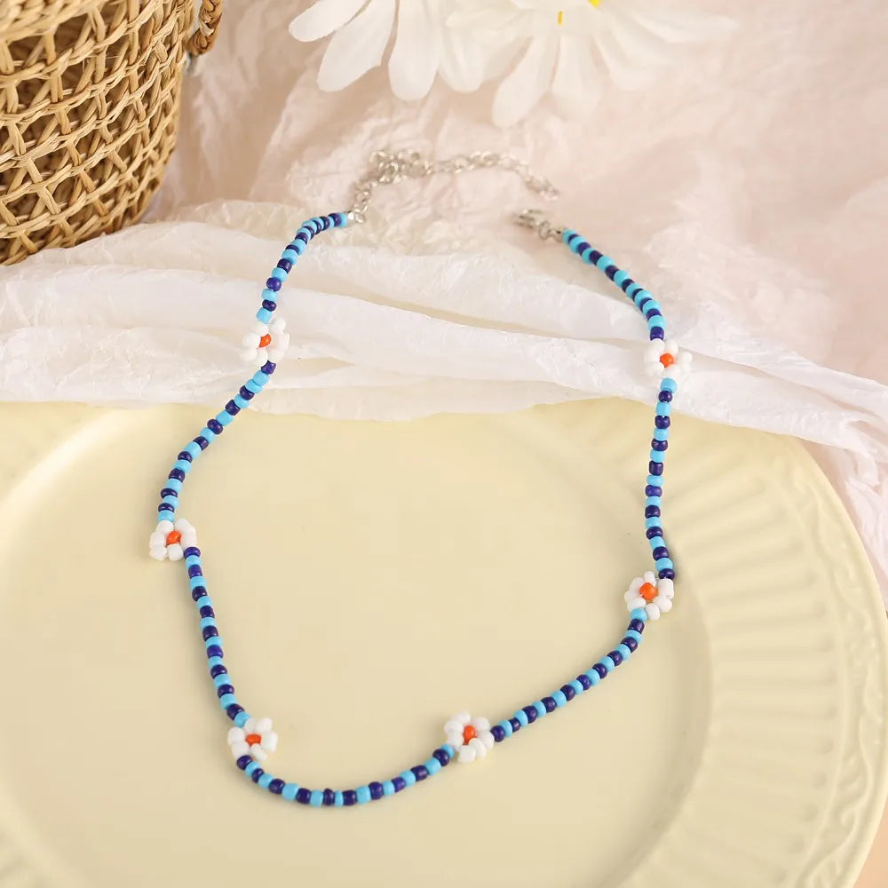 Whimsical Blossom Pearl Choker πΈβ¨ Cute Colorful Beaded Necklace for Trendy Women! ππ