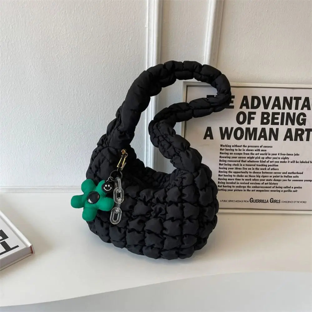 Kawaii Cloud Padded Crossbody Bag πβ¨ - Cute Ruched Tote for Trendy Women! πΈπ