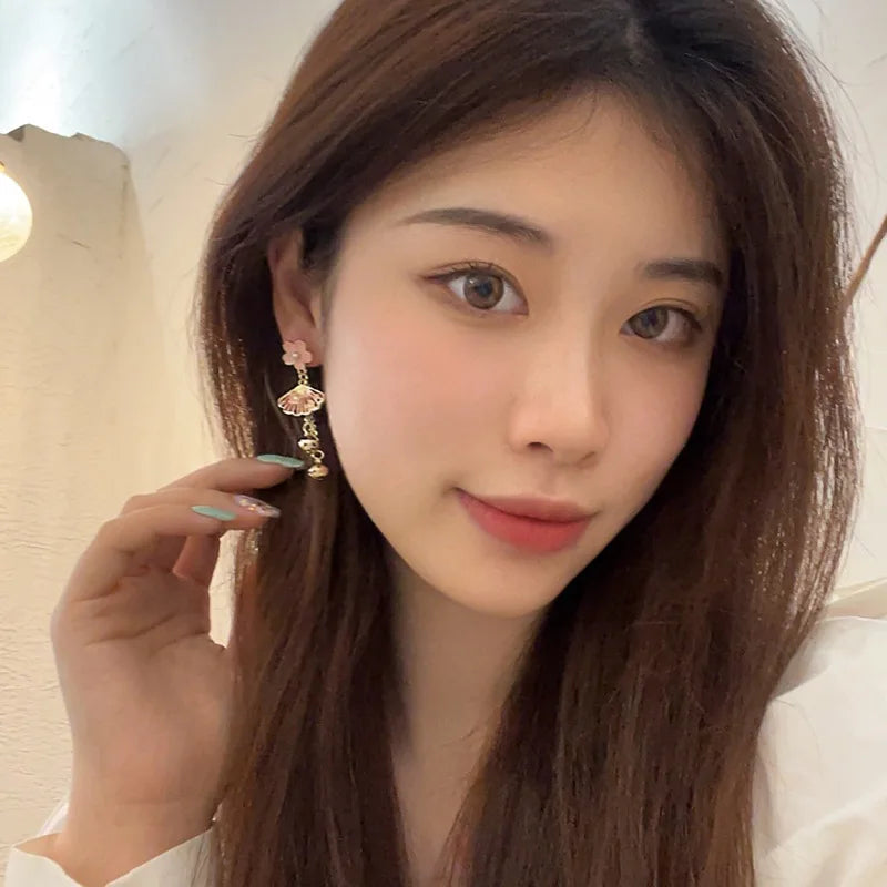 πΈ Adorable 925 Silver Pink Flower & Fox Tassel Dangle Earrings β¨ Perfect Gift for Girls! π¦