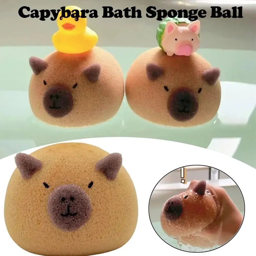 Kawaii Capybara Bath Sponge Ball πβ¨ β Adorable Body Exfoliator for Baby Showers & Home Spa Fun! π§Όπ