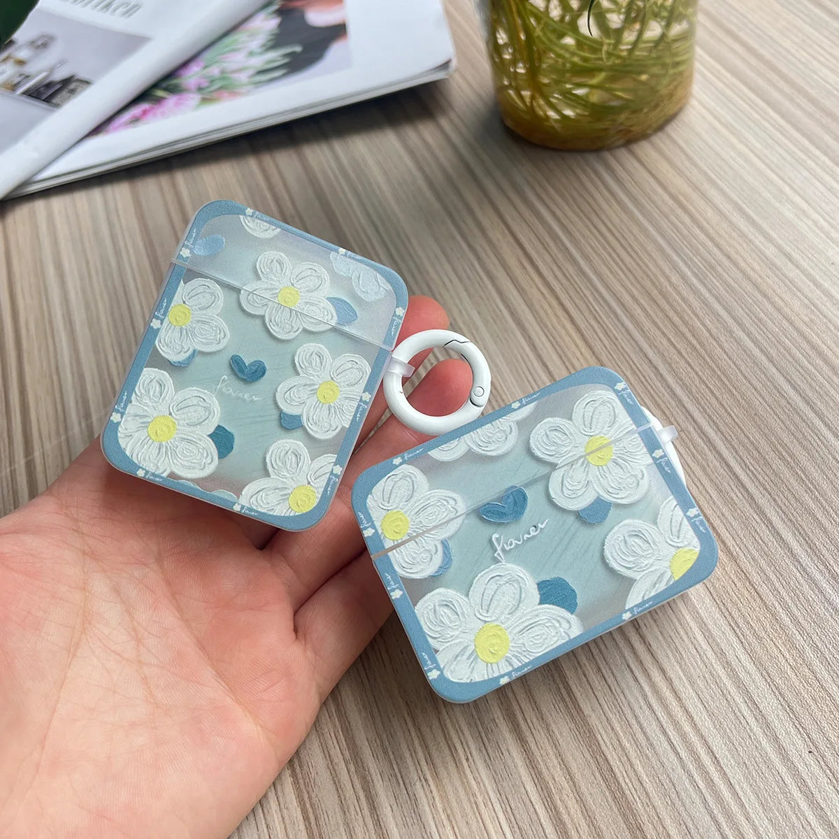 🌸 Cute Floral Silicone Case for AirPods 🌼 Stylish Earphone Cover with Keyring for Girls 🎀 - Pixie Quill