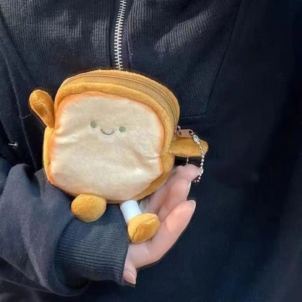 Kawaii Toast Coin Purse 🍞✨ | Adorable Portable Bag for Coins, Makeup & Headphones 🎀