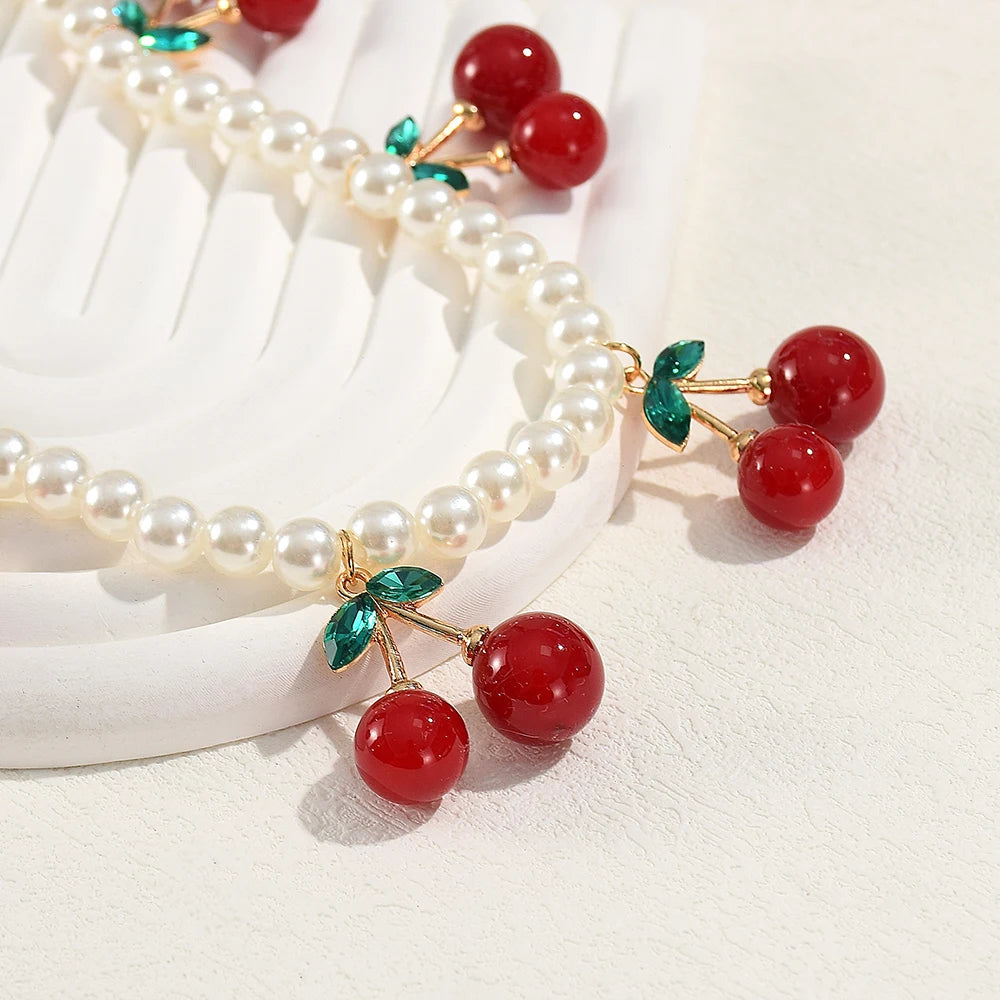 Kawaii Cherry Blossom Choker πΈπ - Adorable Vintage Pearl Pendant Necklace for Trendy Girls & Women πβ¨