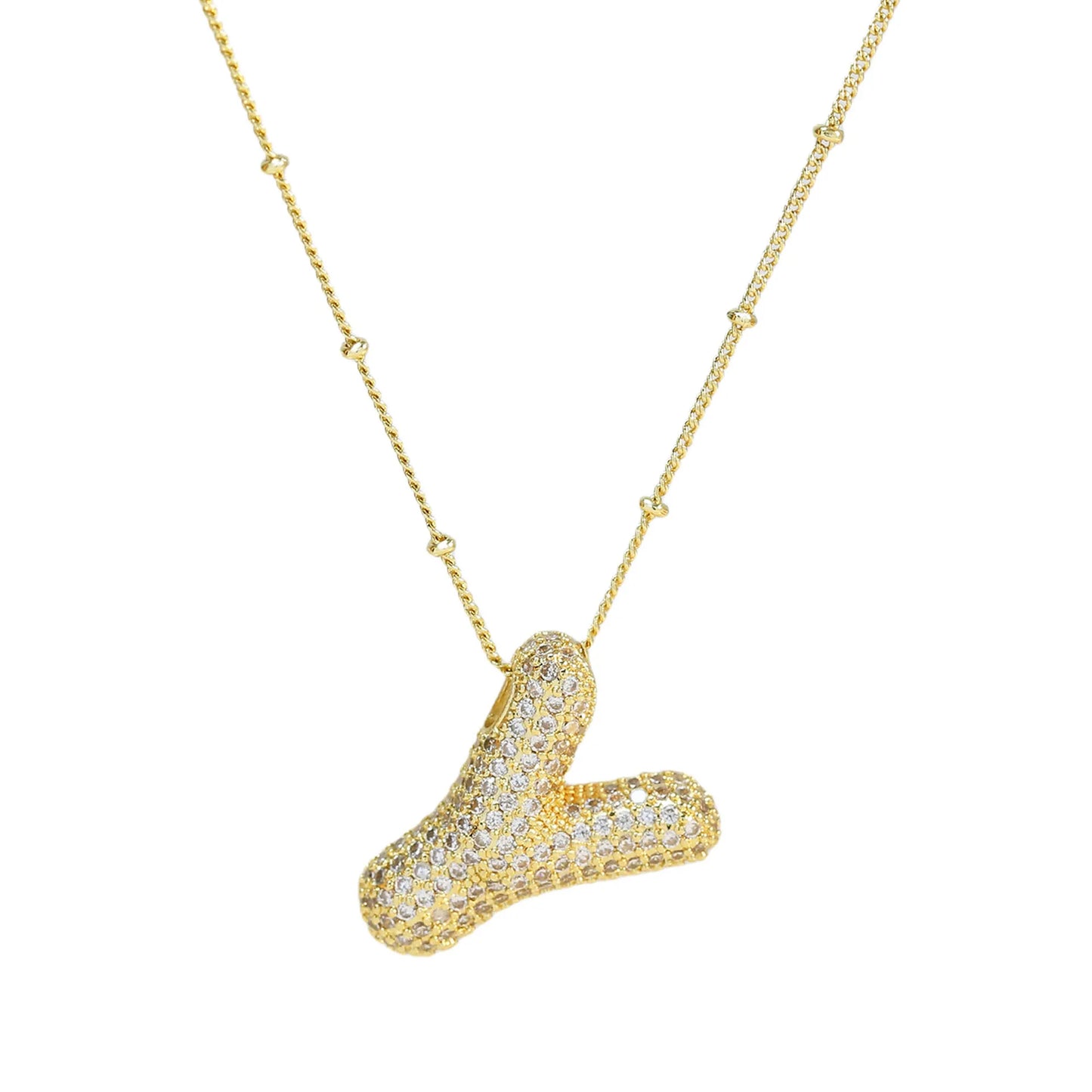 Kawaii CZ Zircon Balloon Initial Necklaces πβ¨ A-Z Alphabet Bubble Letter Pendants for Trendy Women π Fashion Jewelry