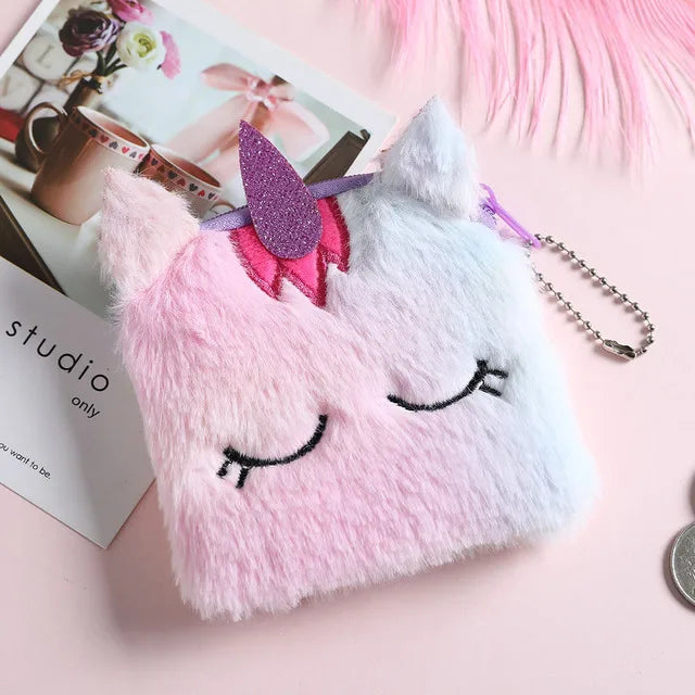Kawaii Unicorn Plush Crossbody Purse π¦β¨ Fluffy Rainbow Handbag for Little Girls ππ Cute Cartoon Furry Shoulder Bag