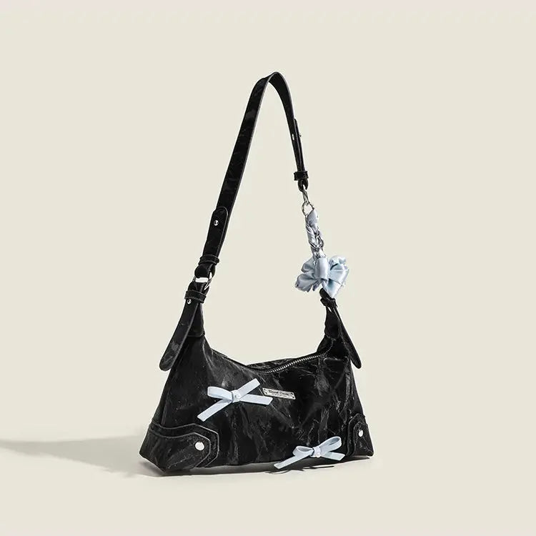 Kawaii Bow & Chain Y2K One Shoulder Bag πβ¨ - Spliced Style for Sweet Spicy Girls! π