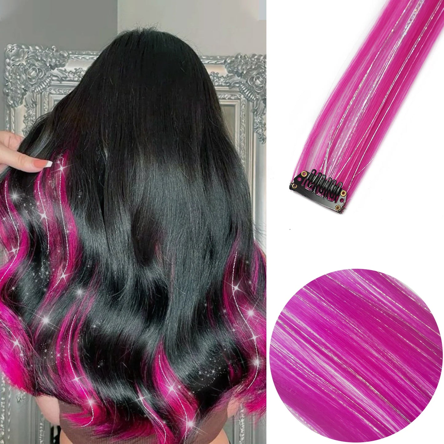 πβ¨ 6 Colorful Clip-In Hair Strands for Fun Party Looks - 22" Rainbow Dream Extensions! ππ - Pixie Quill