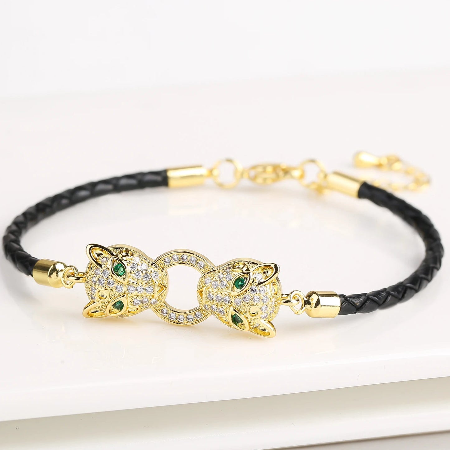π»β¨ Adorable Bear Zirconia Charm Bracelet - 6 Color Adjustable Leather Rope for Everyone! ππ