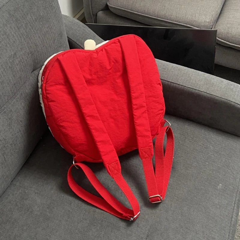 Kawaii Apple Plush Backpack πβ¨ | Cute & Fashionable Women's Tote Bag ππ | Versatile Designer Shoulder Bag for Girls π