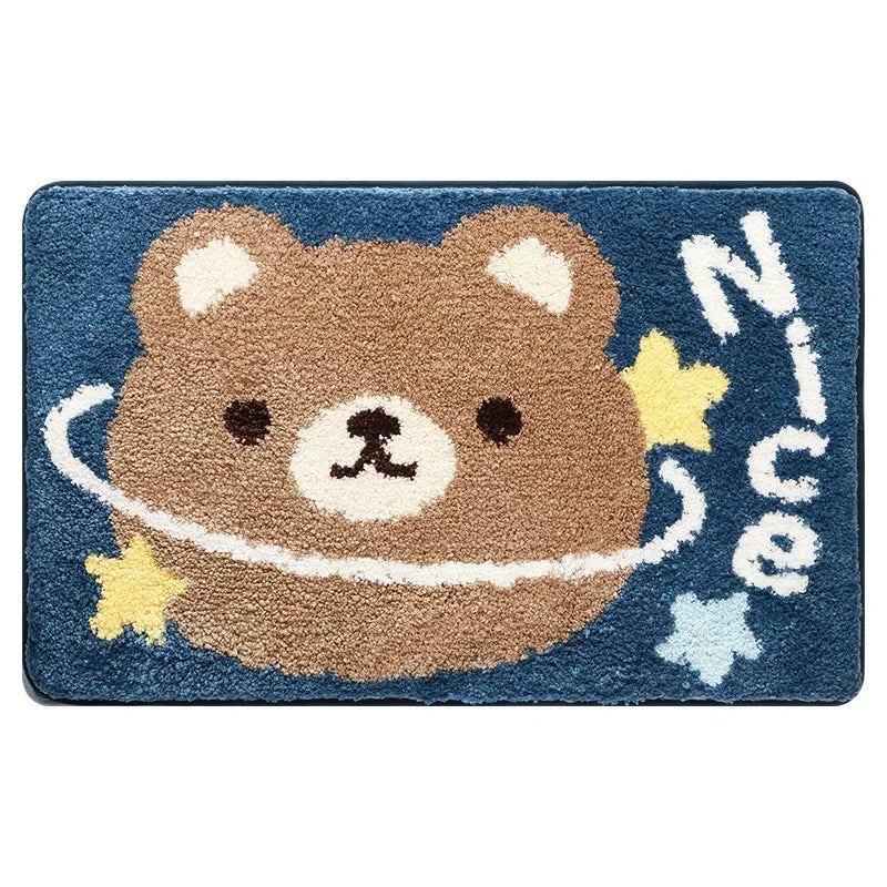 Kawaii Frog & Bear Plush Bath Mat πΈπ§Έ | Non-Slip, Ultra-Absorbent Bathroom Rug for Cozy Decor! πβ¨