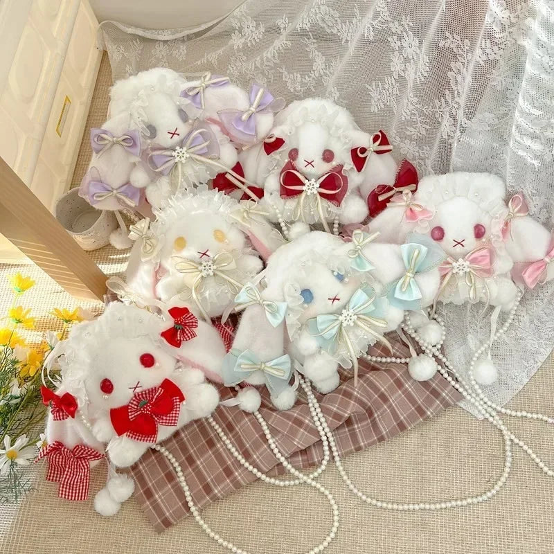 Kawaii Plush Rabbit Shoulder Bag π°β¨ - Adorable Lace Bow Doll Purse for Fashionable Princesses! πΈπ