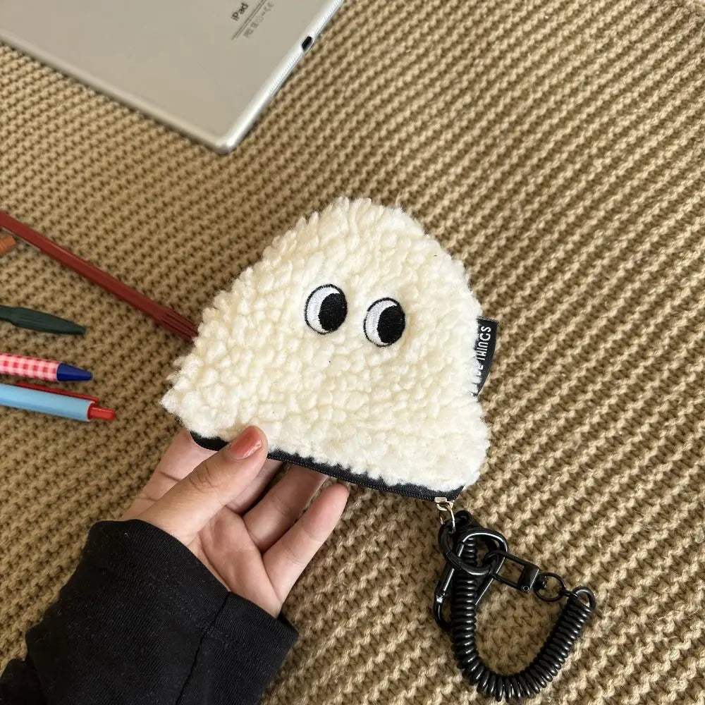 π Adorable Rice Ball Zipper Coin Purse π Plush Wallet with Lanyard - Cute Storage for Small Treasures! π