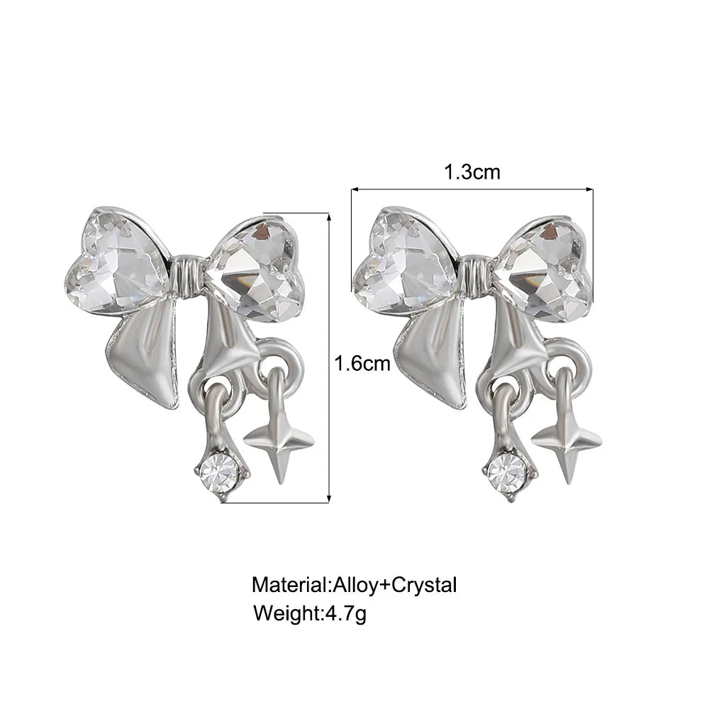 Kawaii Bowknot Pink Crystal Stud Earrings β¨π | Fashionable Zircon Jewelry for Women πΈπ | Perfect Gift for Party Girls!