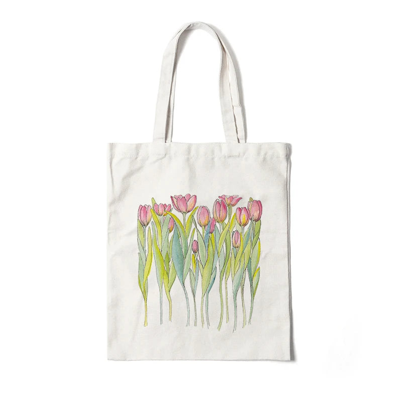Kawaii Floral Canvas Tote πΌπ | Cute Eco-Friendly Shoulder Bag for School & Shopping πΈβ¨
