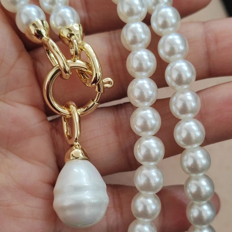 Kawaii Dreamy Pearl Charm Necklace ๐ธโจ | Trendy Long Chain with Playful Pendant for Stylish Women!