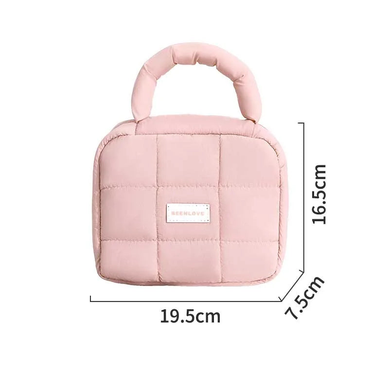 Kawaii Puffed Cosmetic Bag πΈβ¨ Cute Quilted Toiletry Pouch for Travel ππ Multi-Purpose Makeup Case