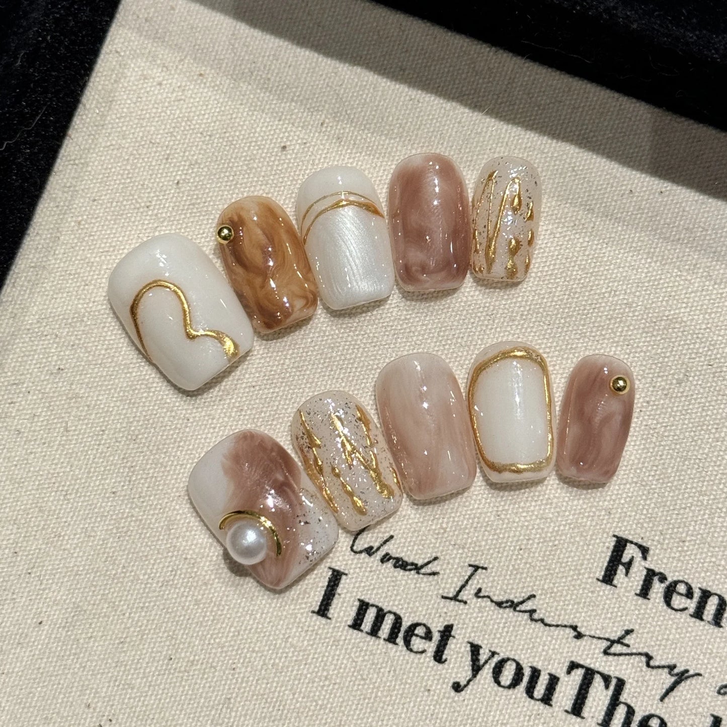 Kawaii Heart Almond Press-On Nails πβ¨ | 10pcs Handmade Glamour with Glue & Tools ππ