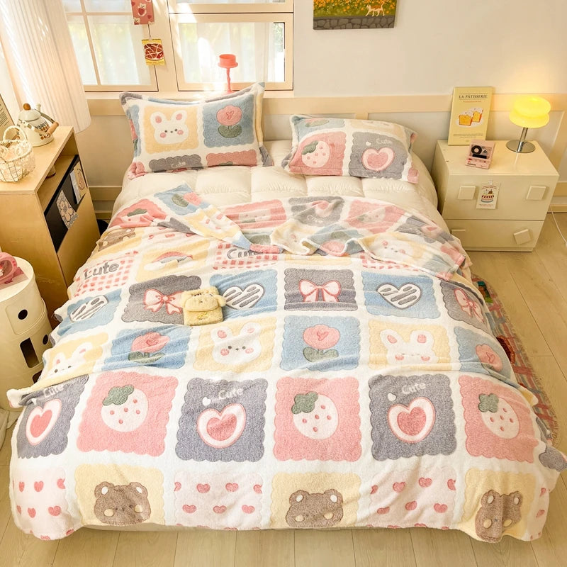 Cute Strawberry Dreams πβ¨ Cozy Flannel Blanket for Kids - Perfect for Cuddles & Adventures! πποΈ - Pixie Quill
