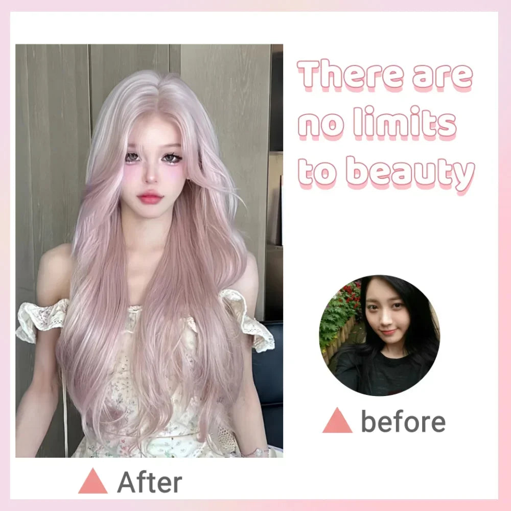 Kawaii Pink Wavy Wig πΈβ¨ | Dreamy Synthetic Cosplay Hair for School & Daily Fun! π