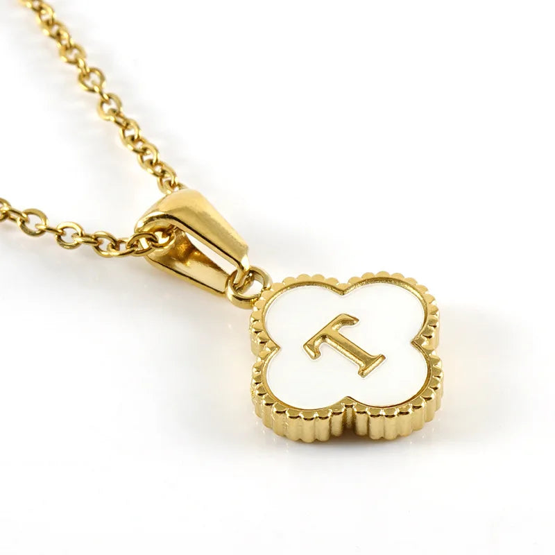 Charming Kawaii Stainless Steel Initial Necklace for Her 🌸✨ | Cute White Chain Jewelry - Perfect Valentine’s Day Gift! 💖