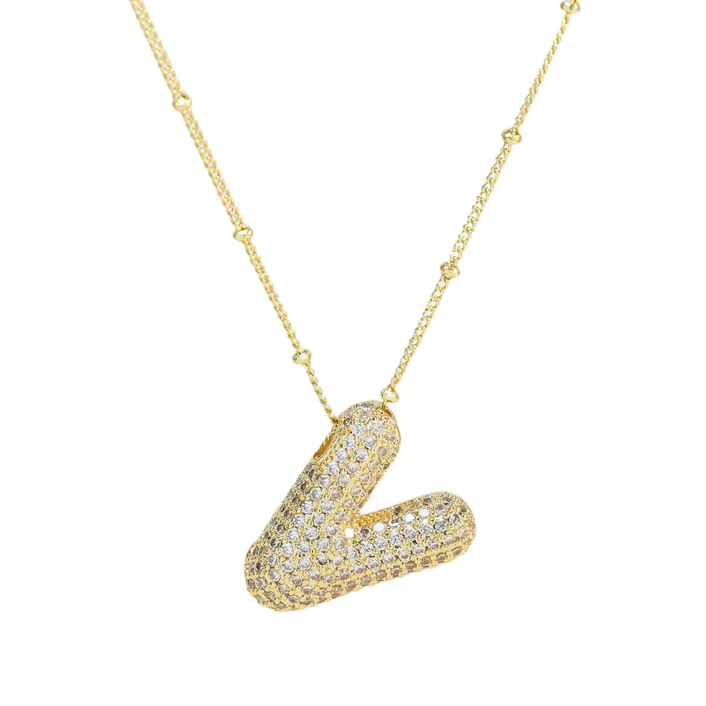 Kawaii CZ Zircon Balloon Initial Necklaces πβ¨ A-Z Alphabet Bubble Letter Pendants for Trendy Women π Fashion Jewelry