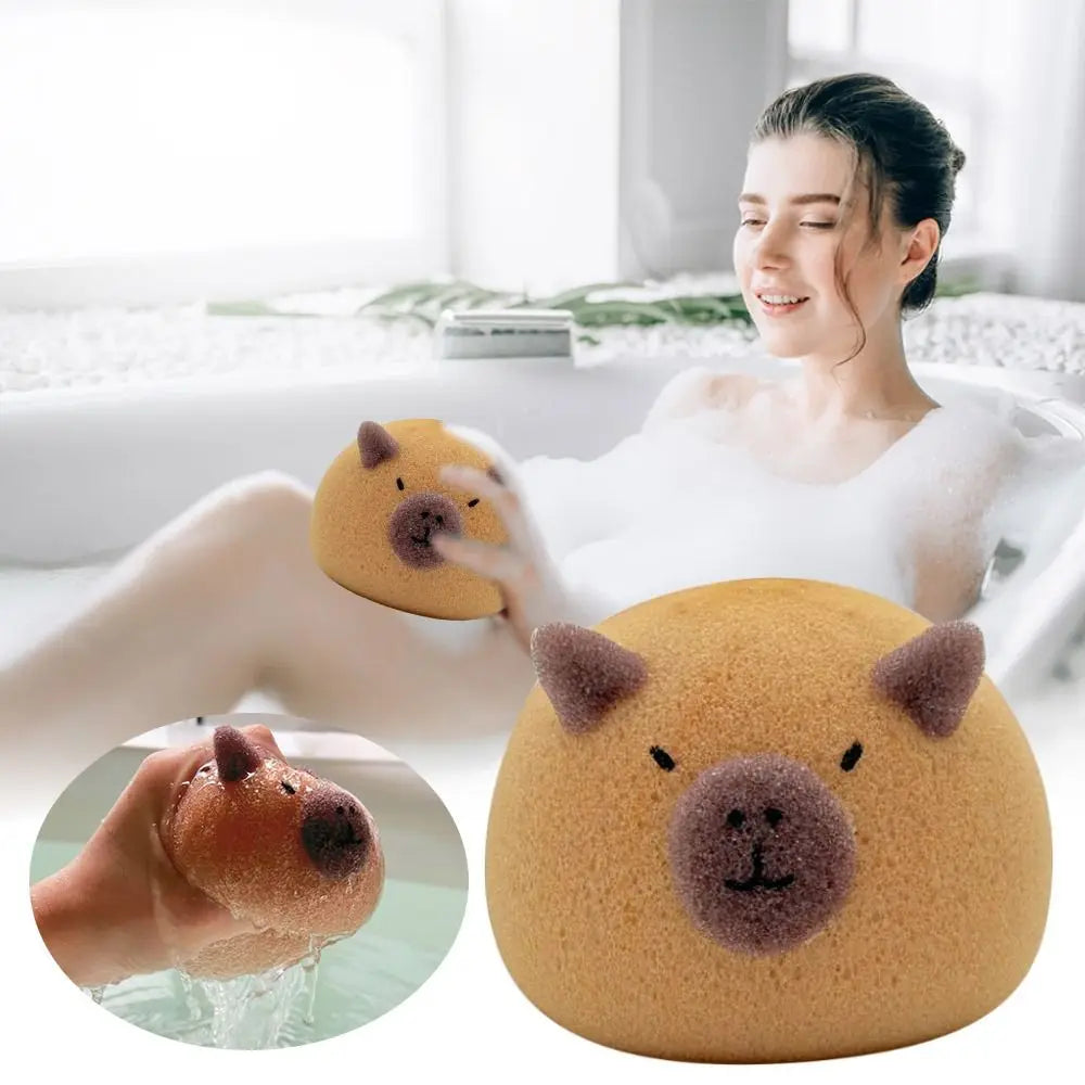 Kawaii Capybara Bath Sponge Ball πβ¨ β Adorable Body Exfoliator for Baby Showers & Home Spa Fun! π§Όπ